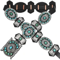 Native American Real Turquoise Concho Belt 49557
