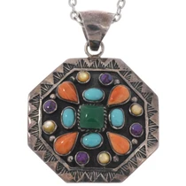 Vintage Multi Stone Sterling Silver Pendant 49563