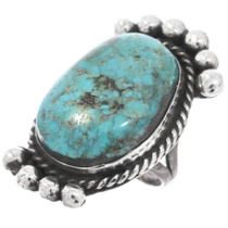 Old Pawn Sterling Silver Turquoise Ring 49572