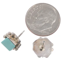 Zuni Turquoise Post Earrings Sterling Silver 0612