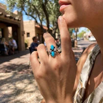 Southwest Two Stone Real Turquoise Ring 49597