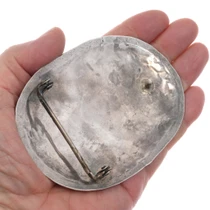 Vintage Sterling Silver Arizona Turquoise Navajo Belt Buckle 49610