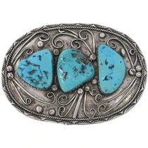 Old Pawn Sleeping Beauty Turquoise Belt Buckle 49610