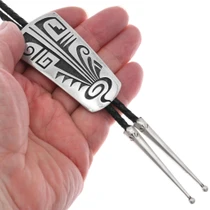 Authentic Hopi Bolo Tie Sterling Silver Tips 49617