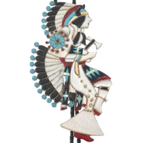 Vintage Multi Stone Native Style Dancer Bolo Tie Silver with Tips 0291
