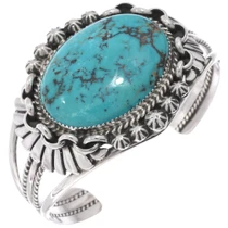 Sterling Silver Kingman Spiderweb Turquoise Bracelet 49640
