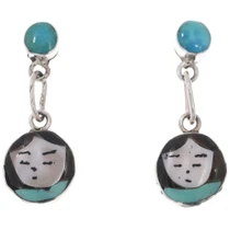 Zuni Maiden Inlay Turquoise Earrings 49651
