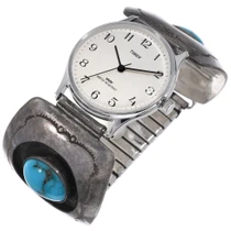 Old Pawn Navajo Sterling Silver Turquoise Watch 49683