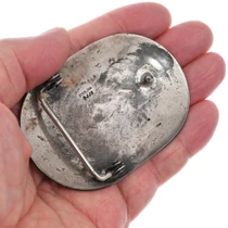 Old Pawn Navajo Overlay Belt Buckle Sterling Silver 0164