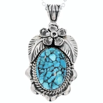 Sterling Silver Spiderweb Turquoise Pendant 50271