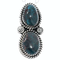 Sterling Silver Two Stone Deep Blue Turquoise Pendant 50277
