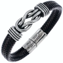 Stainless Steel Braided Leather Bracelet 50279