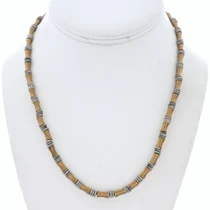 Beaded Metal Necklace Brass Bone Beads 50280