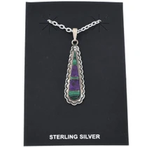 Sterling Silver Sugilite Malachite Inlay Pendant 50290