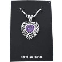 Sterling Silver Sweetheart Purple Stone Pendant 7559