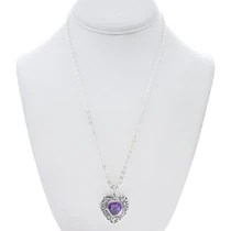 Sterling Silver Sweetheart Purple Stone Pendant 7559