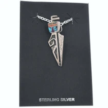 Sterling Silver Inlaid Tribal Face Fire Opal Sugilite Pendant 7569