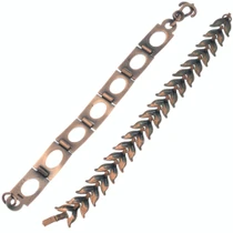 Two Copper Link Bracelets Open Link and Leaf Designs 7572