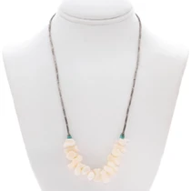 Vintage Childs Liquid Sterling Silver Turquoise Shell Necklace