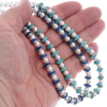 Sterling Silver Bead Turquoise Lapis Choker Necklace 50314