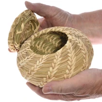 Hand Woven Papago Storage Basket with Lid 49756