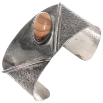 Vintage Sterling Silver Jasper Cuff Bracelet 50320