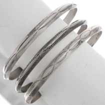 Vintage Sterling Silver Cuff Bracelet Trio 50321