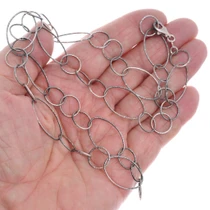 Interlocking Oval Chain Vintage Sterling Silver Necklace 24" Length 50324