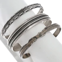 Vintage Sterling Silver Cuff Bracelet Trio 50327