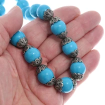 14mm Blue Magnesite Turquoise Bead Necklace 50331