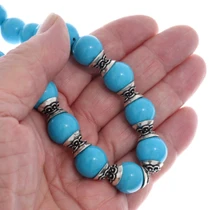 14mm Round Magnesite Turquoise Necklace Navajo Artist Lula Begay 50332