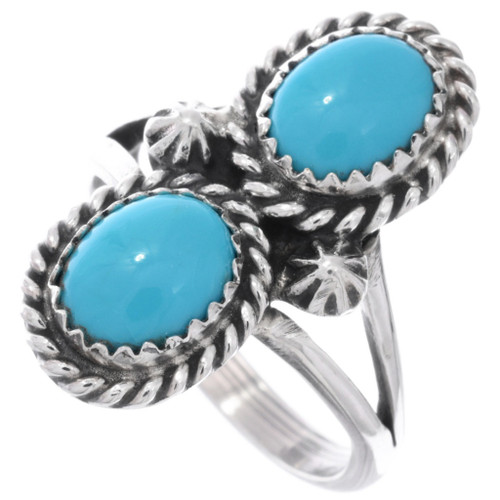 Turquoise Silver Navajo Ladies Ring 20046
