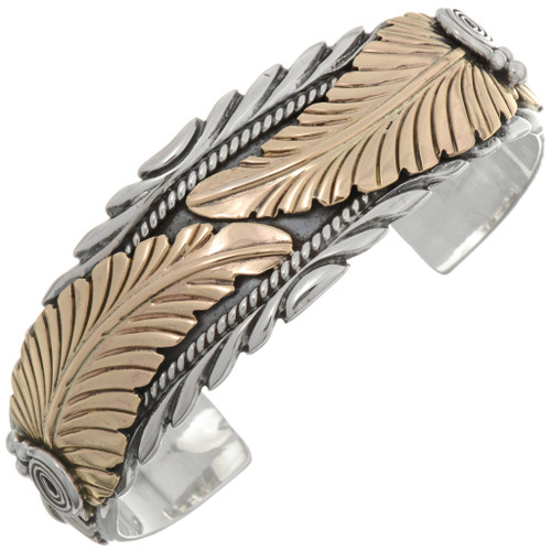 Gold Feather Navajo Silver Cuff  26999