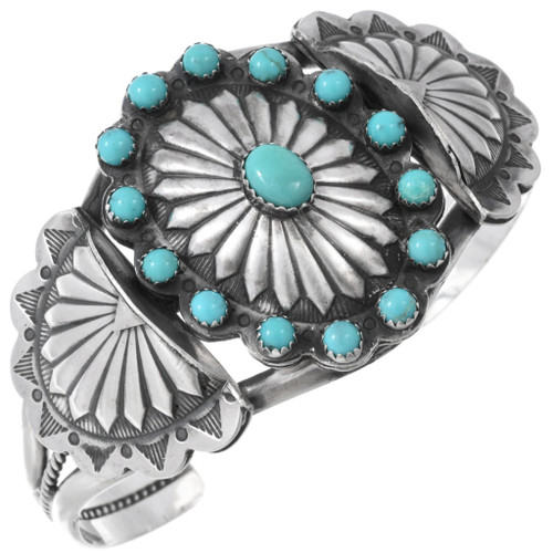 Turquoise Sterling Silver Concho Bracelet 24750