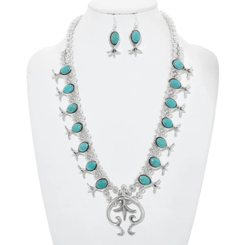 Turquoise Squash Blossom Necklace 24911