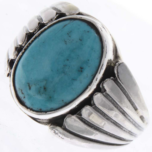 Turquoise Silver Mens Ring 25651