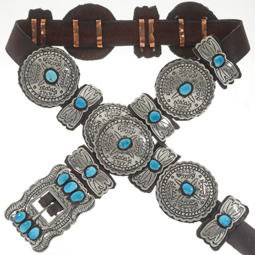 Turquoise Silver Navajo Concho Belt 18742