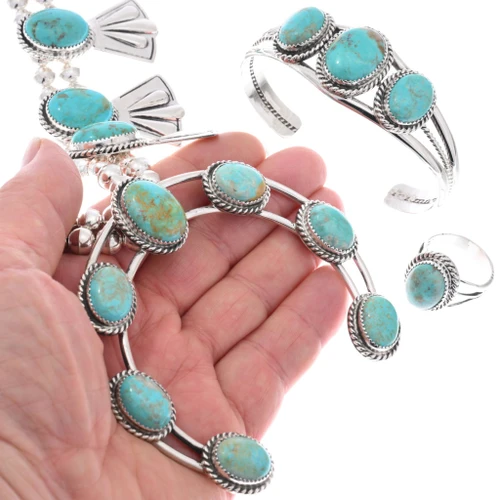 Turquoise Squash Blossom Necklace Set 25451