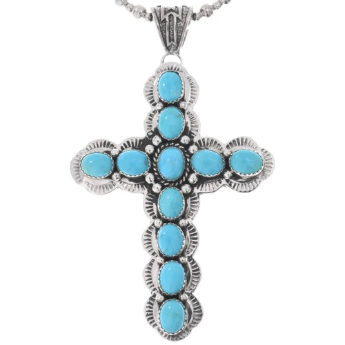 Sleeping Beauty Turquoise Cross Pendant 28593