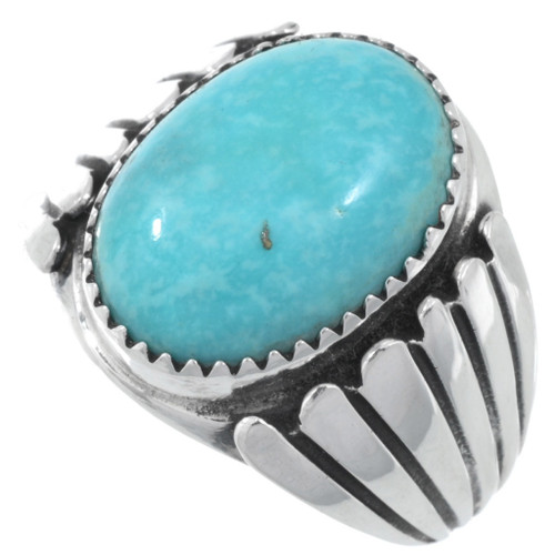 Turquoise Silver Mens Ring 27095