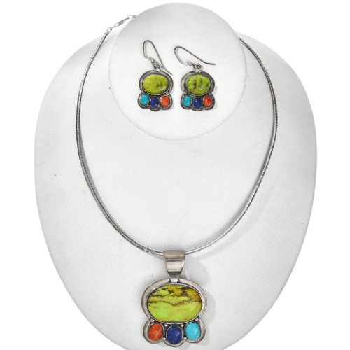 Gaspeite Turquoise Silver Necklace Set 29563 Gaspeite Turquoise Silver Necklace Set 29563