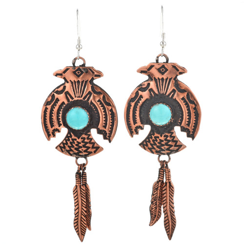 Copper Turquoise Navajo Earrings 23878