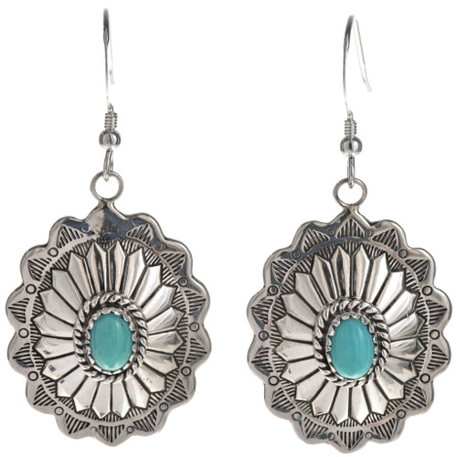 Turquoise Silver Concho Earrings 28934