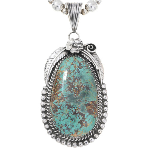 Spiderweb Turquoise Navajo Sterling Silver Pendant 28678