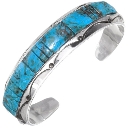 Navajo Raised Turquoise Inlay Bracelet 27763