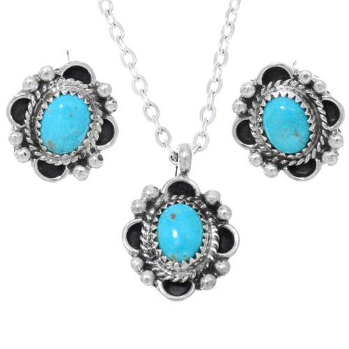 Turquoise Sterling Silver Pendant Earring Set 27182