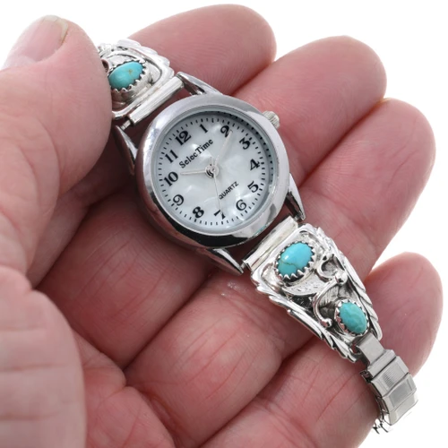Pretty Affordable Navajo Turquoise Ladies Silver Watch 23036