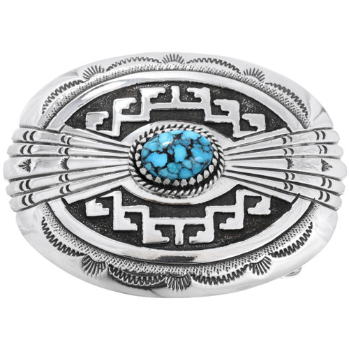 Navajo Turquoise Nugget Sterling Buckle 26249