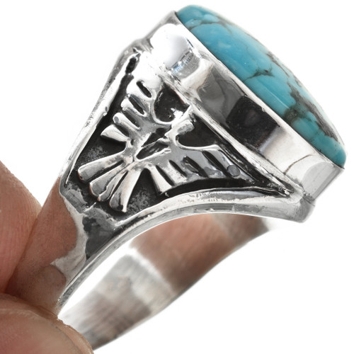 Navajo Kingman Turquoise Mens Ring 28920