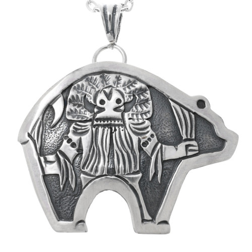 Ogre Kachina Silver Native American Pendant 31023